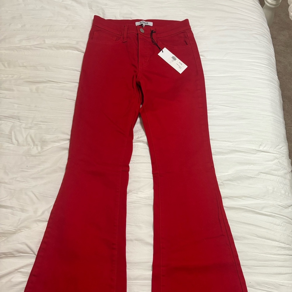 Womens O2 Red Denim Flared size 24 NWT